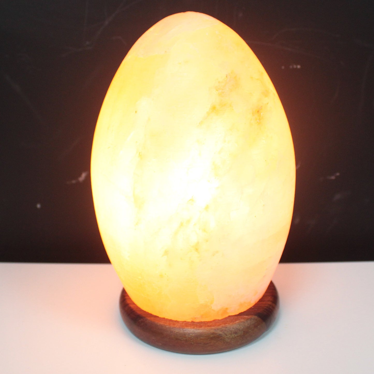 Himalayan Egg Shaped Salt Lamp with Wood Base - UK Free Delivery