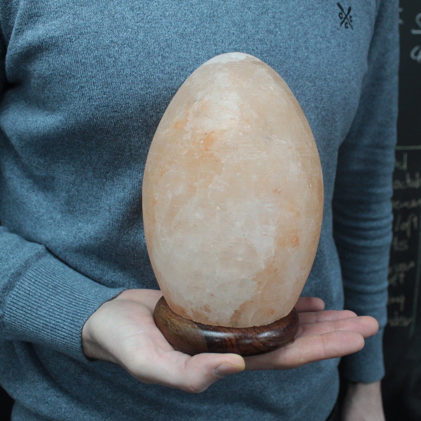 Himalayan Egg Shaped Salt Lamp with Wood Base - UK Free Delivery