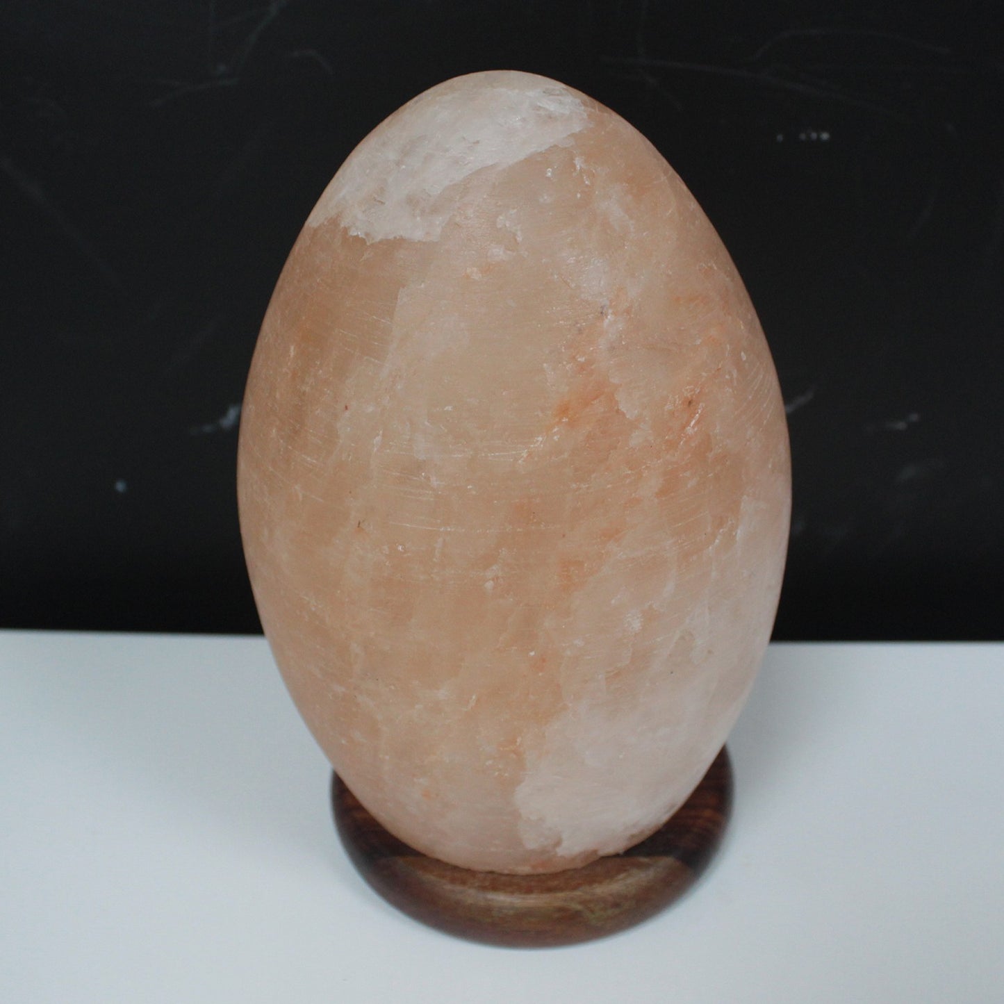 Himalayan Egg Shaped Salt Lamp with Wood Base - UK Free Delivery