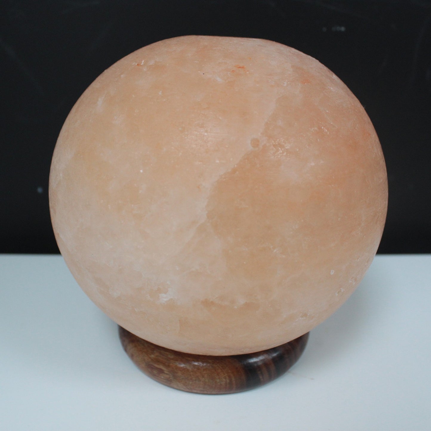 Natural Himalayan Salt Lamp Sphere with Wood Base - UK Free Delivery