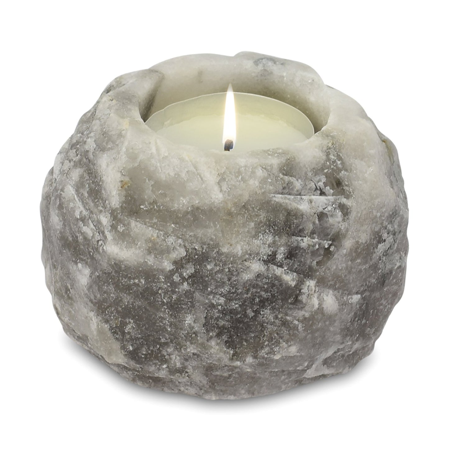 Himalayan Crystal Rock Grey Salt Candle Holder - UK Free Delivery