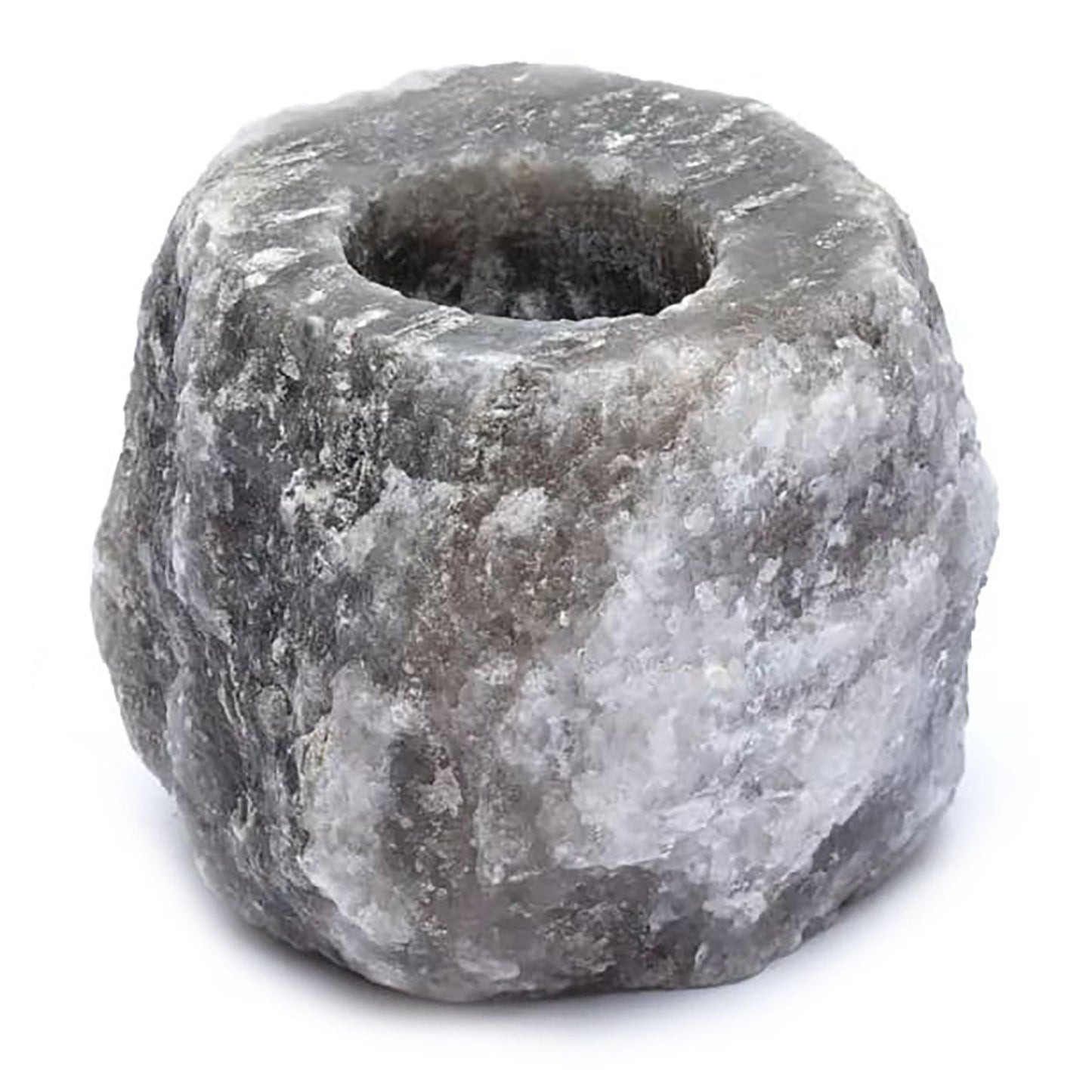 Himalayan Crystal Rock Grey Salt Candle Holder - UK Free Delivery