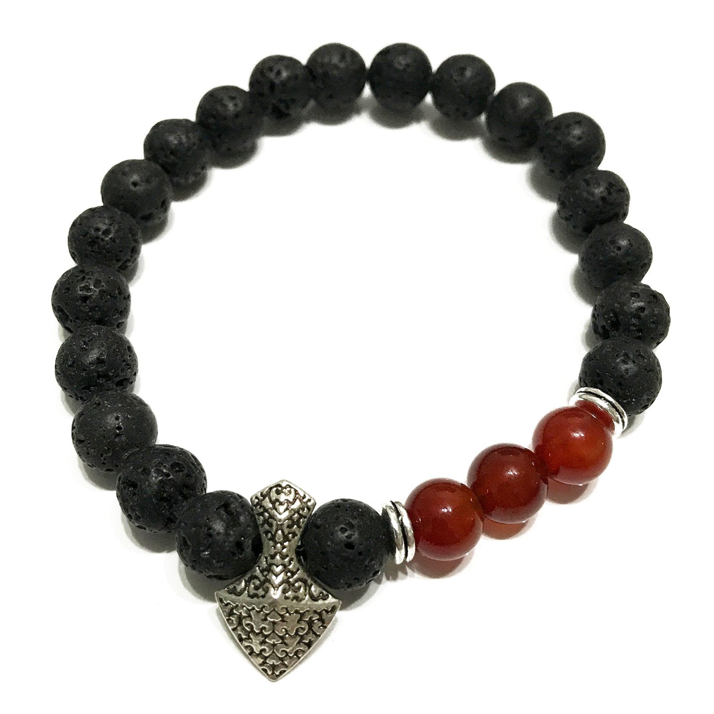 Axe Head Carnelian Lava Stone Bracelet