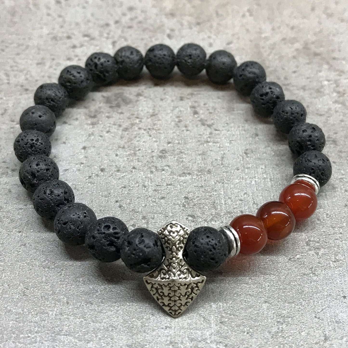 Axe Head Carnelian Lava Stone Bracelet