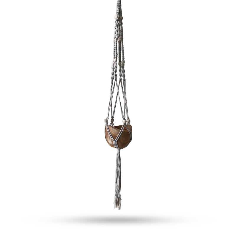 Beige Macrame Beaded Pot Holder – 1 Meter Hanging Planter