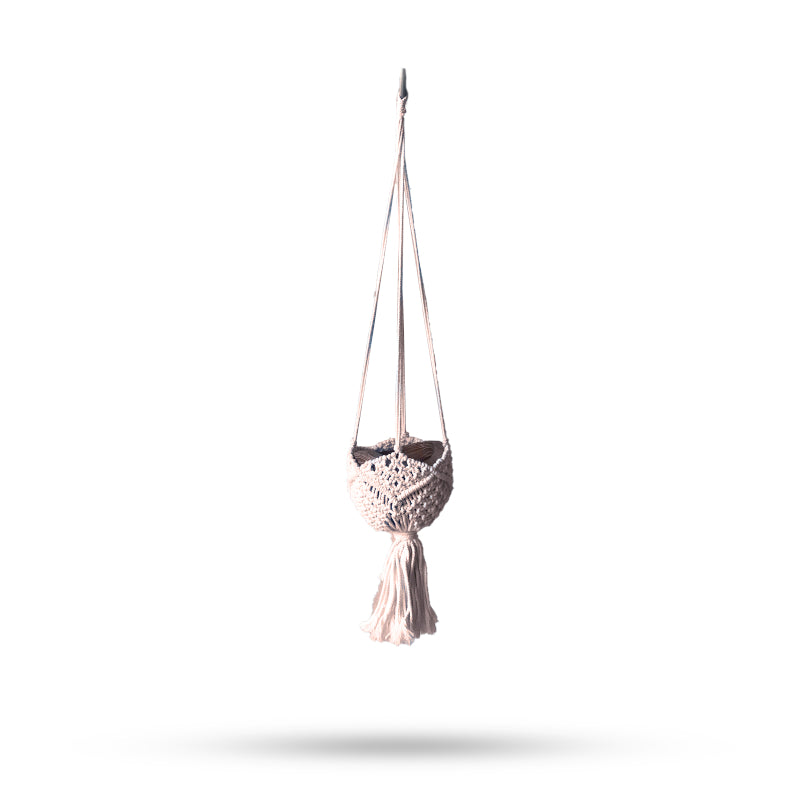 Beige Macrame Decorative Pot Holder – Boho Plant Hanger