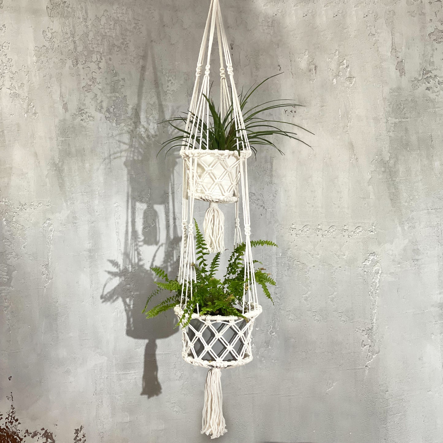 Double Macrame Pot Holder - Stylish Hanging Plant Holder for Home