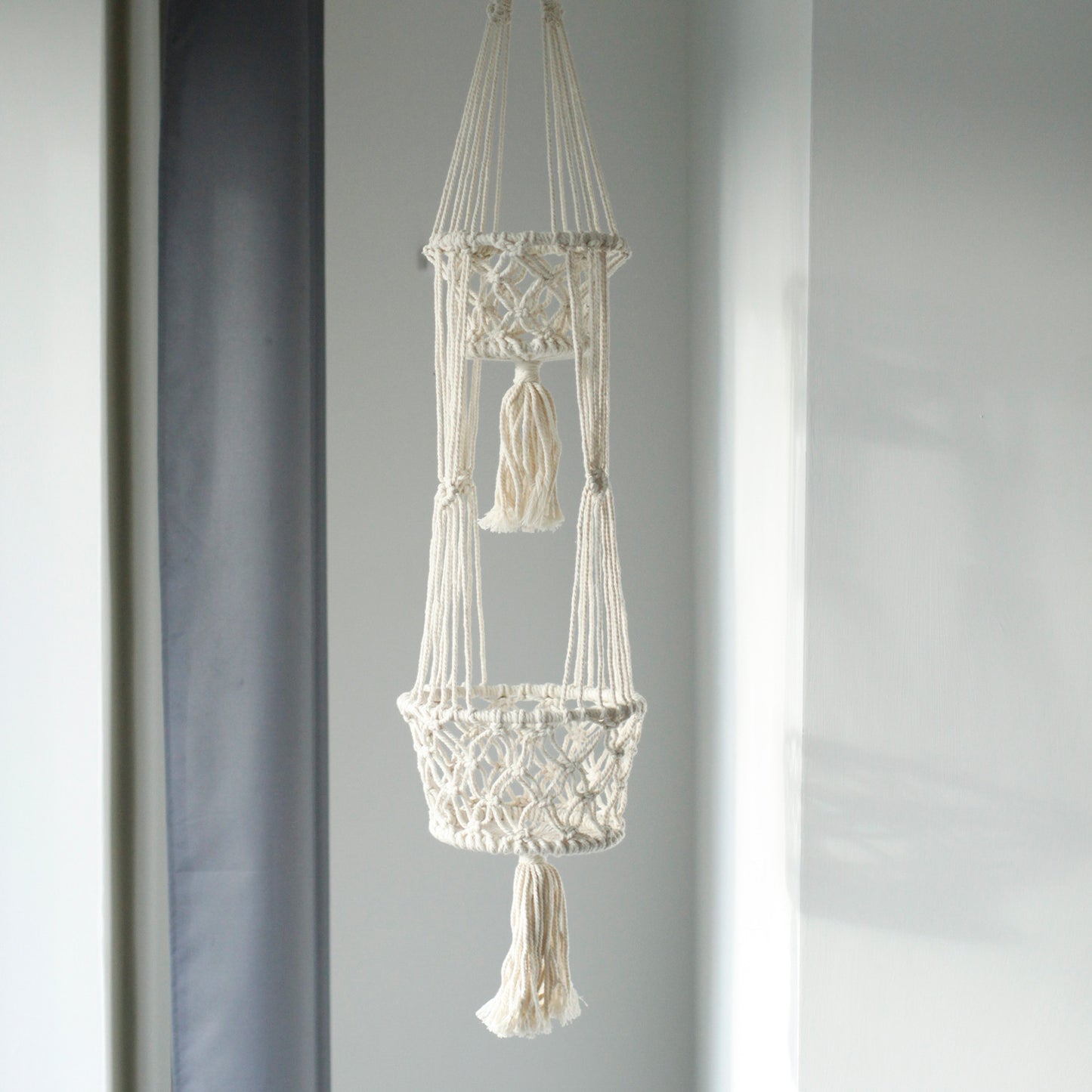 Double Macrame Pot Holder - Stylish Hanging Plant Holder for Home