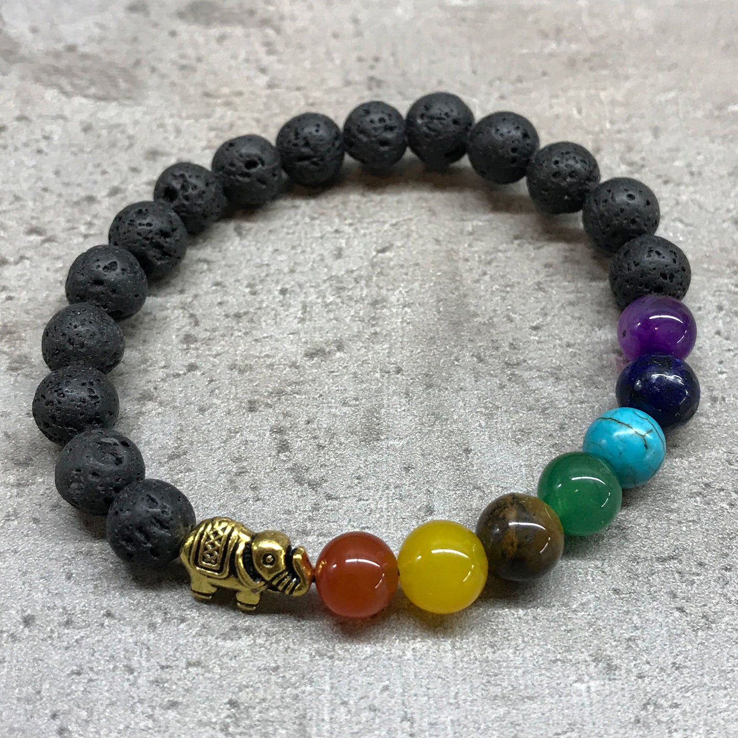 Elephant Chakra Lava Stone Bracelet