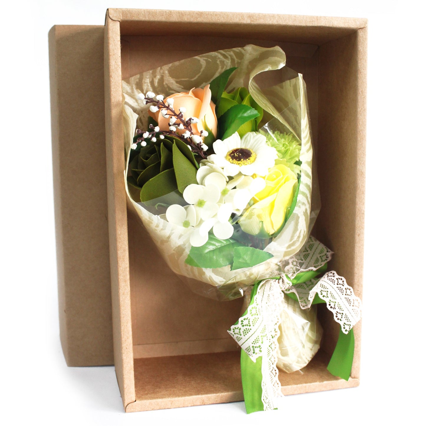 Green Hand Soap Flower Bouquet Box