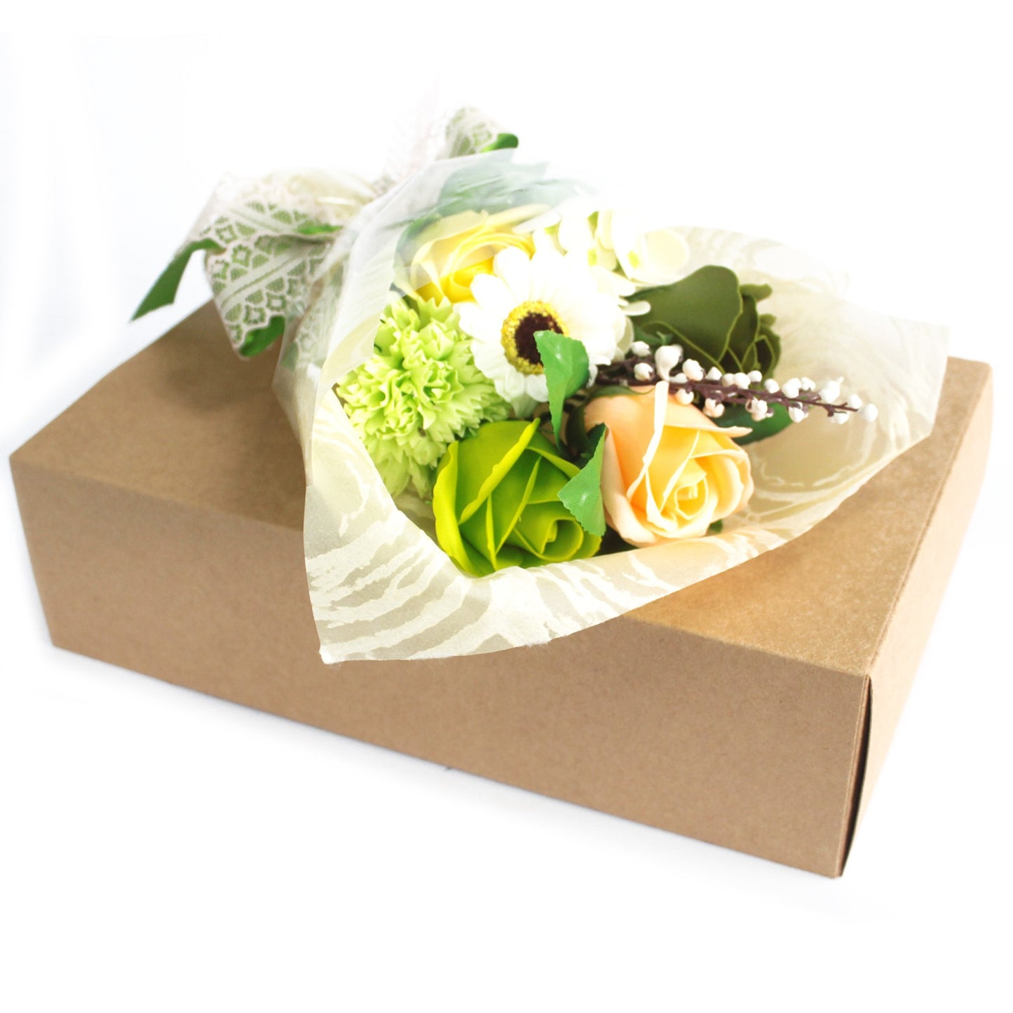 Green Hand Soap Flower Bouquet Box