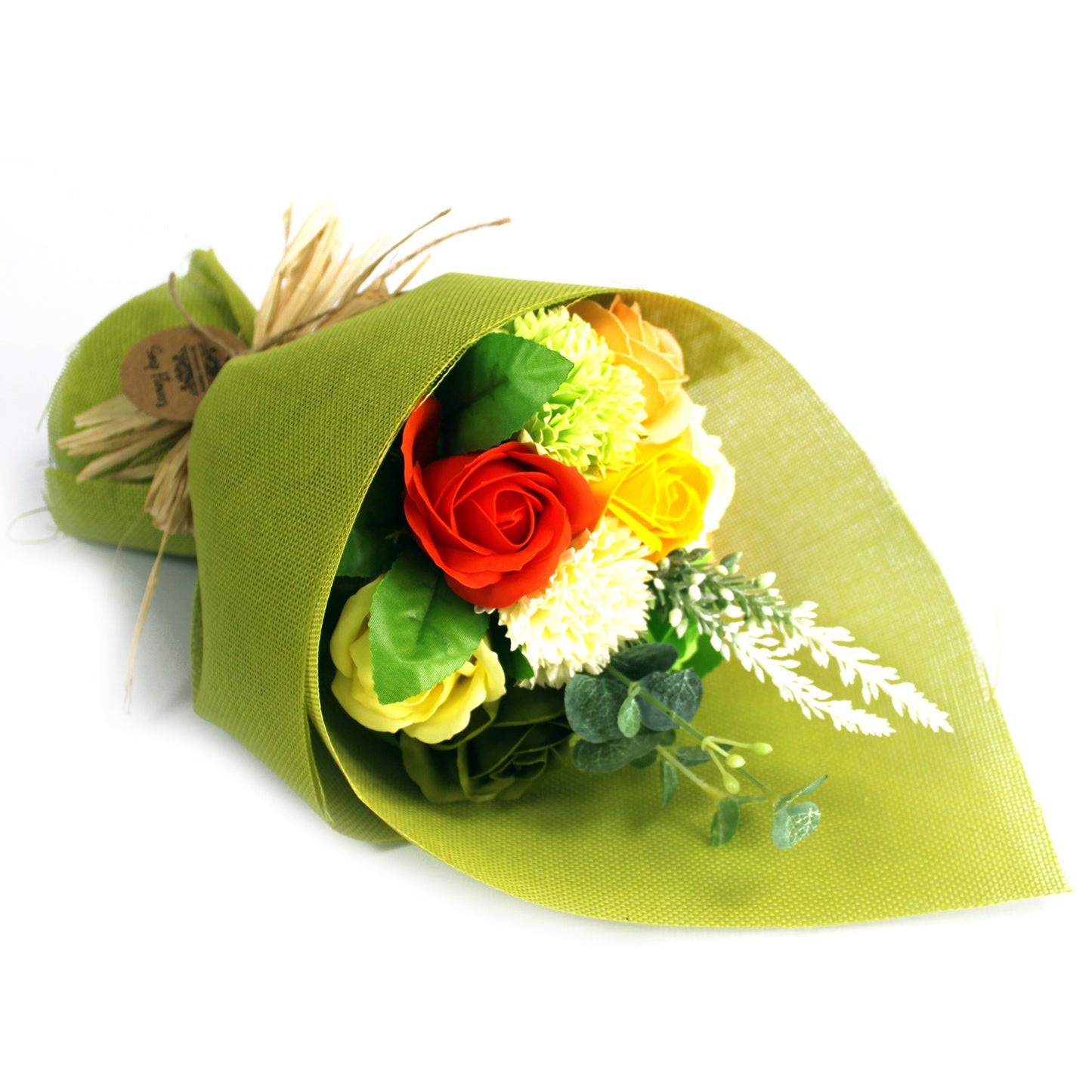 Green Yellow Standing Soap Flower Bouquet