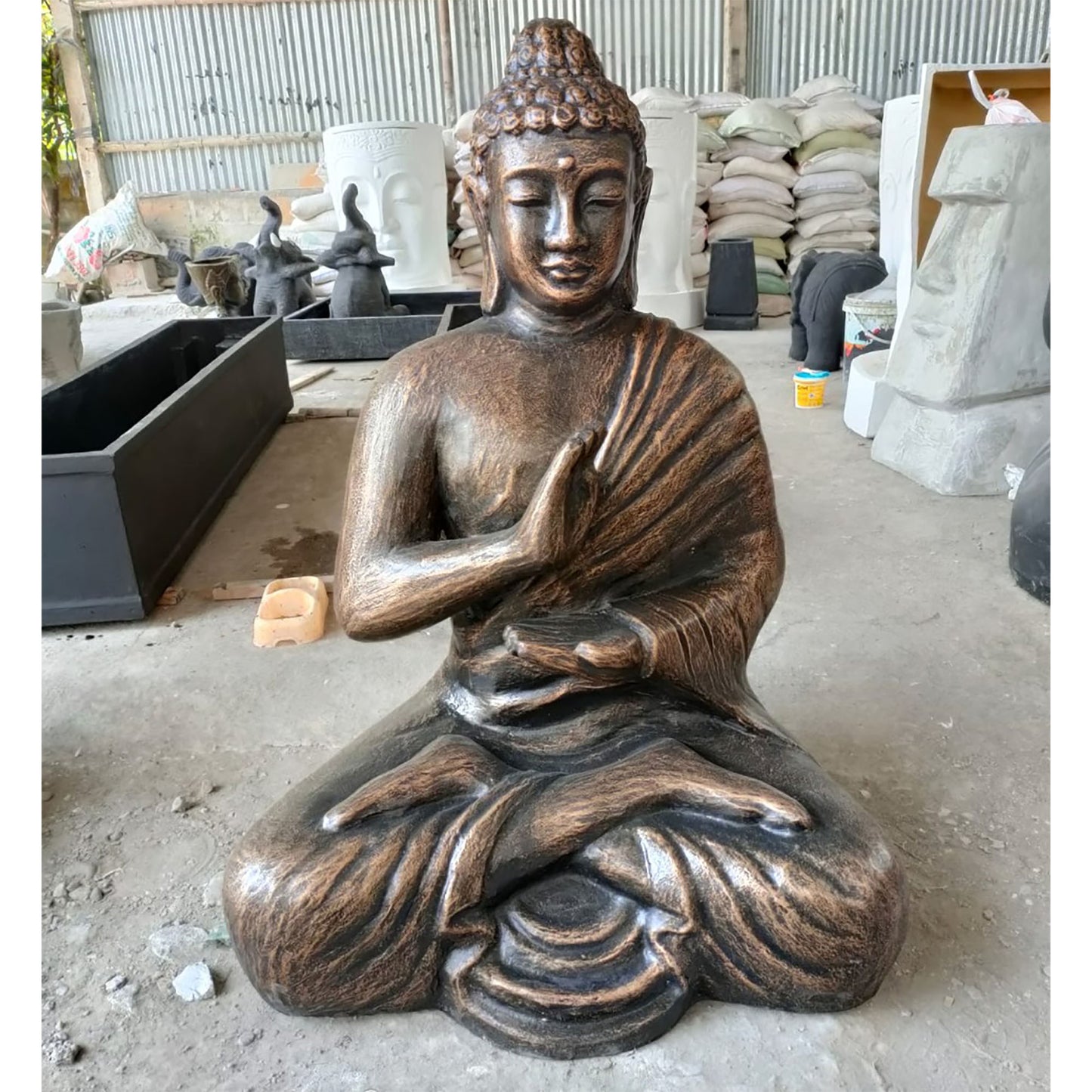 Large Antique Gold Buddha Meditation in Stupa