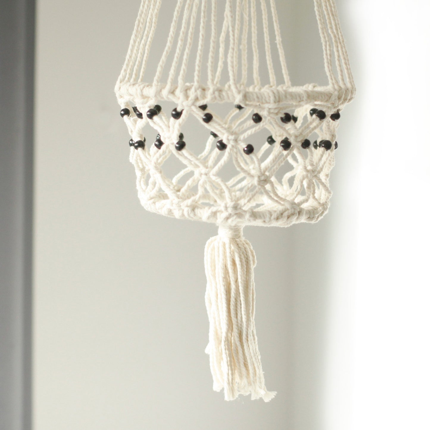 Large Beaded Macrame Pot Holder - Stylish Plant Hanger for Home