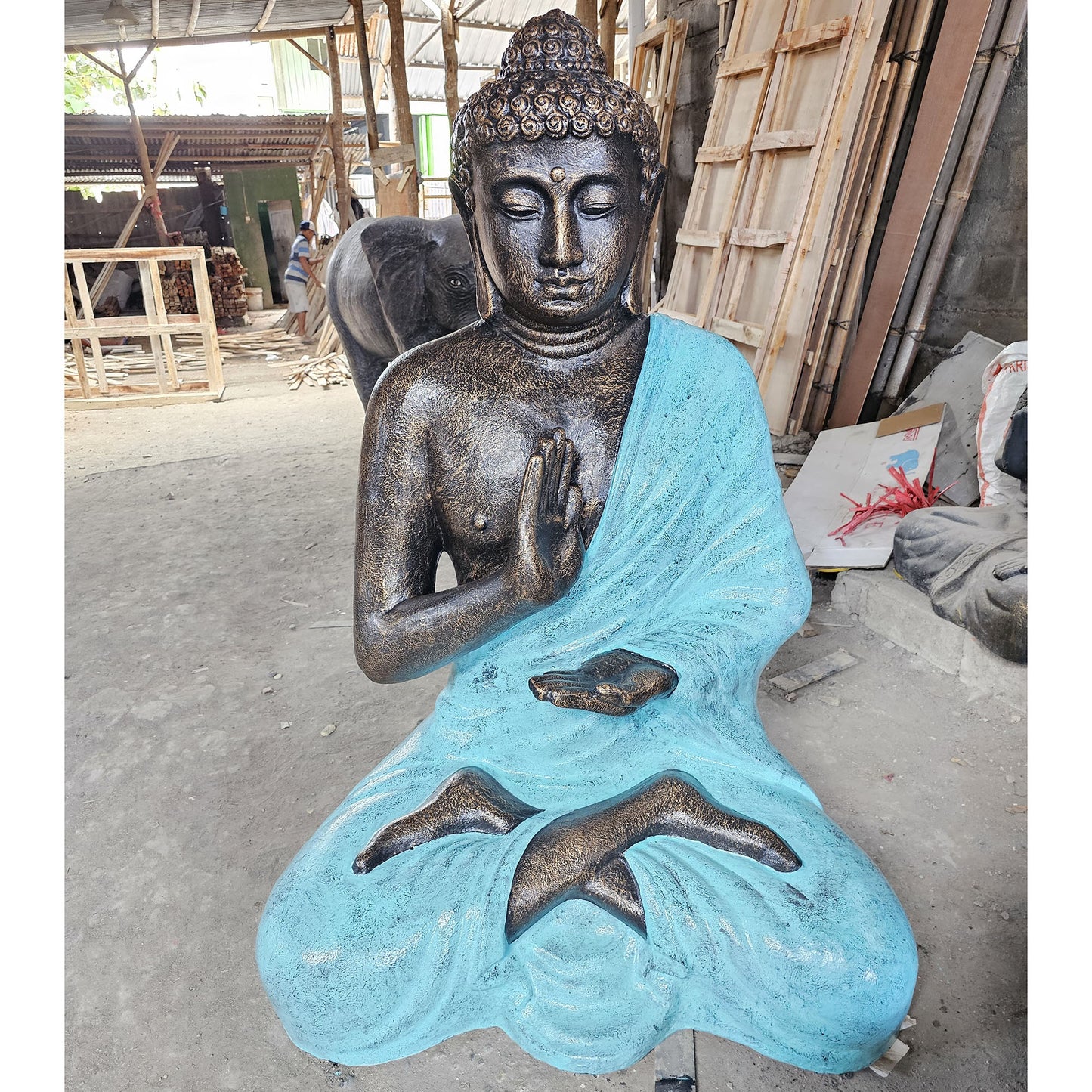 Large Turquoise & Stone Buddha Meditation in Stupa