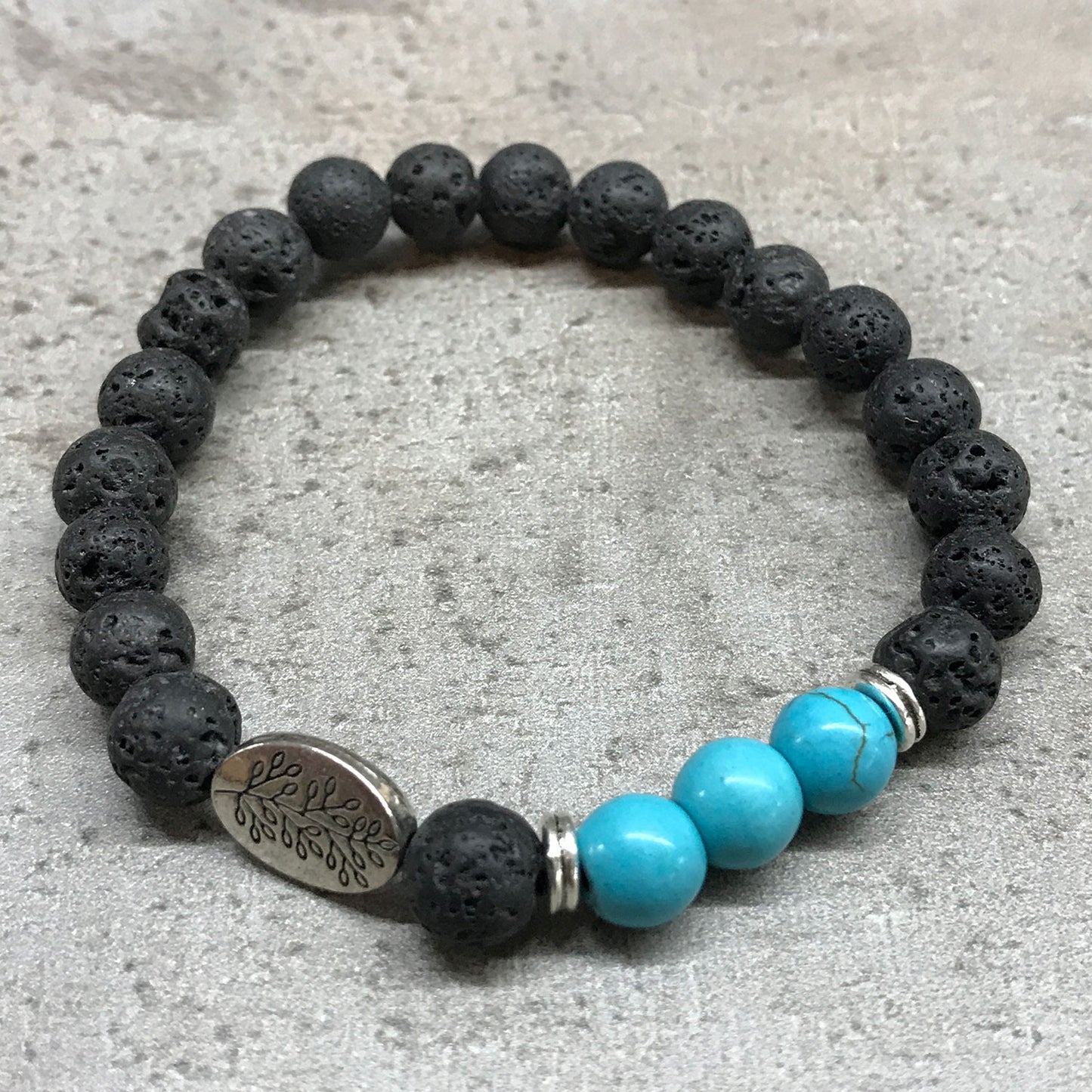 Leaf Turquoise Lava Stone Bracelet