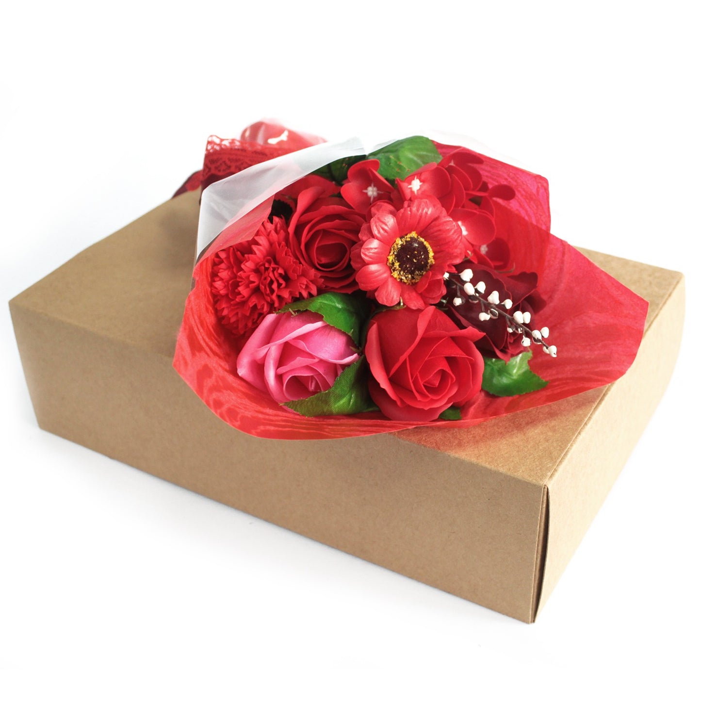 Red Soap Flower Bouquet Boxed