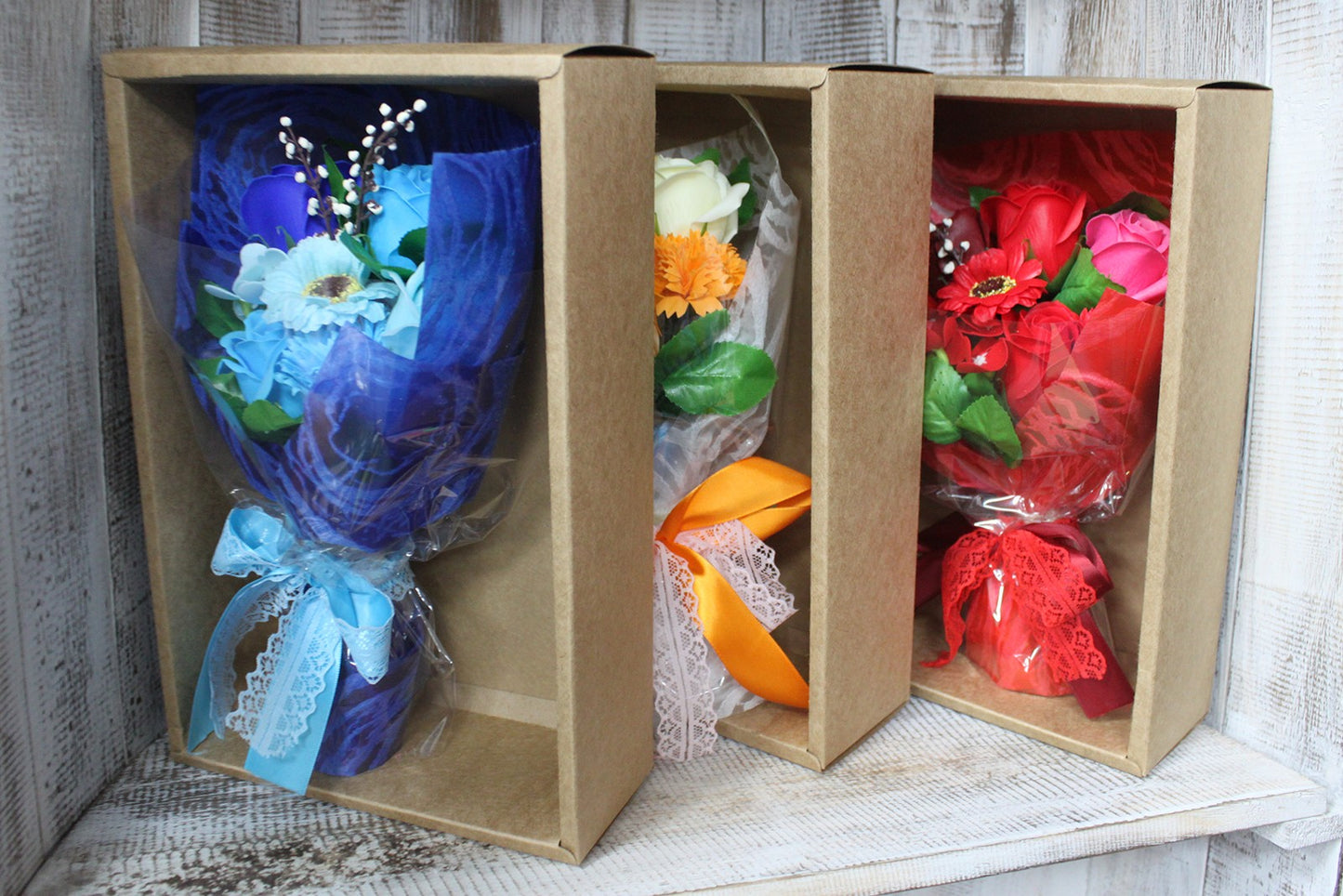 Red Soap Flower Bouquet Boxed