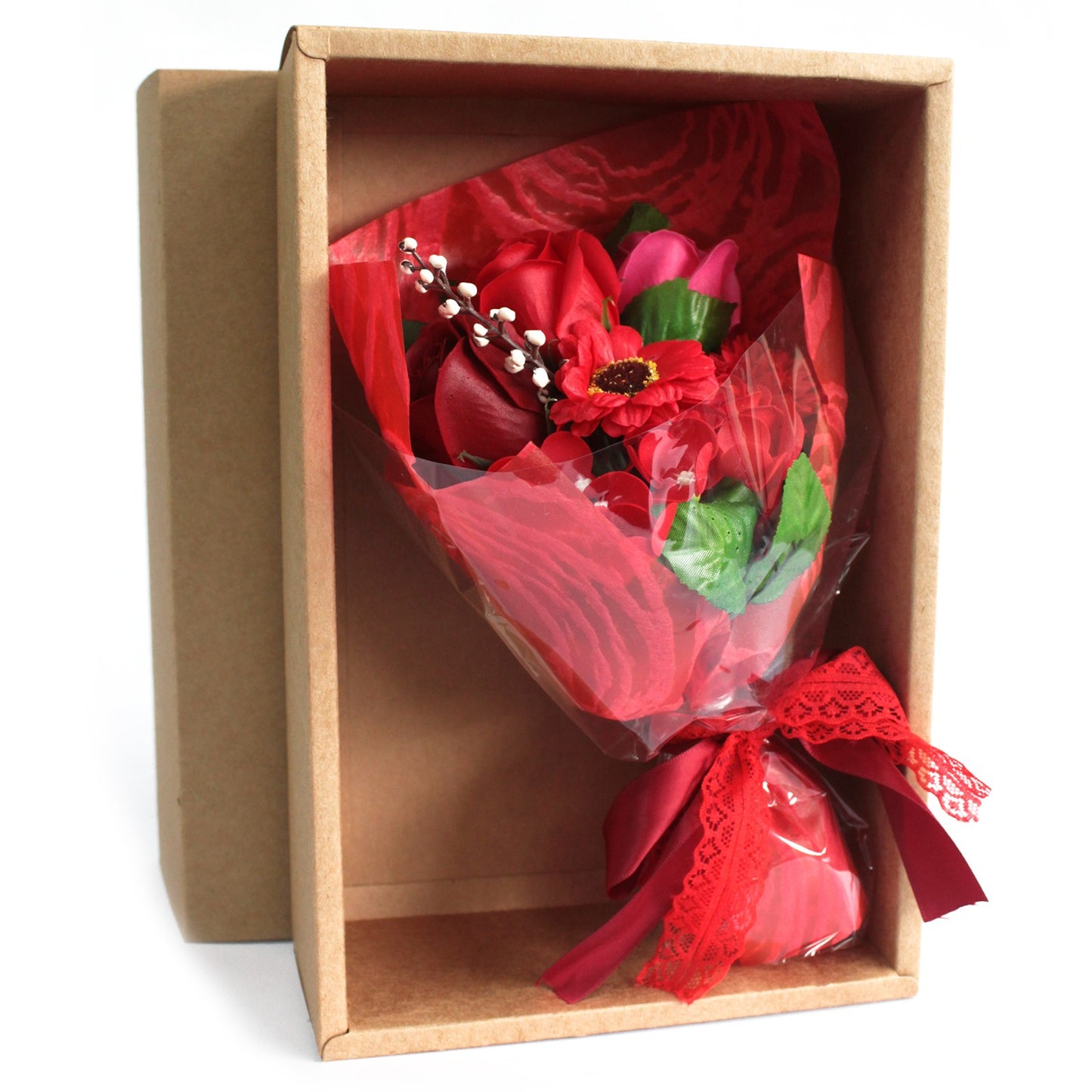 Red Soap Flower Bouquet Boxed