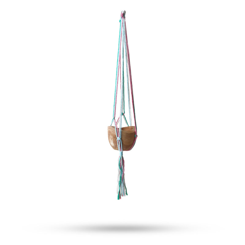 Pastel Macrame Pot Holder – Classic Medium Hanger for Terrace