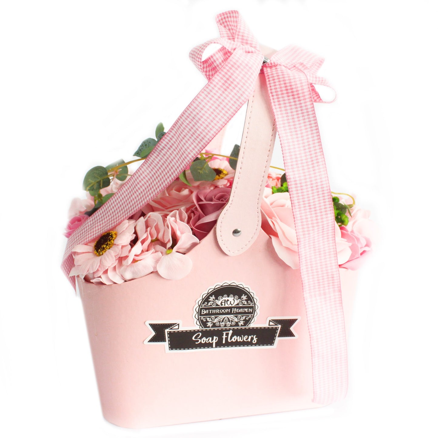 Pink Soap Flower Bouquet Basket