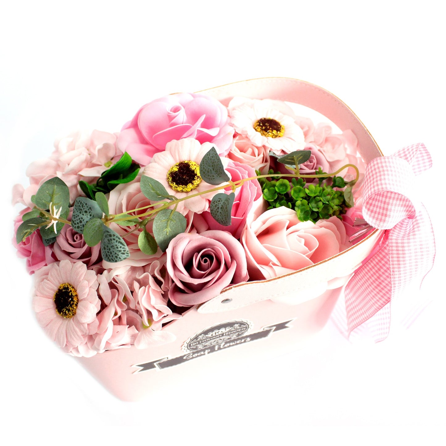 Pink Soap Flower Bouquet Basket
