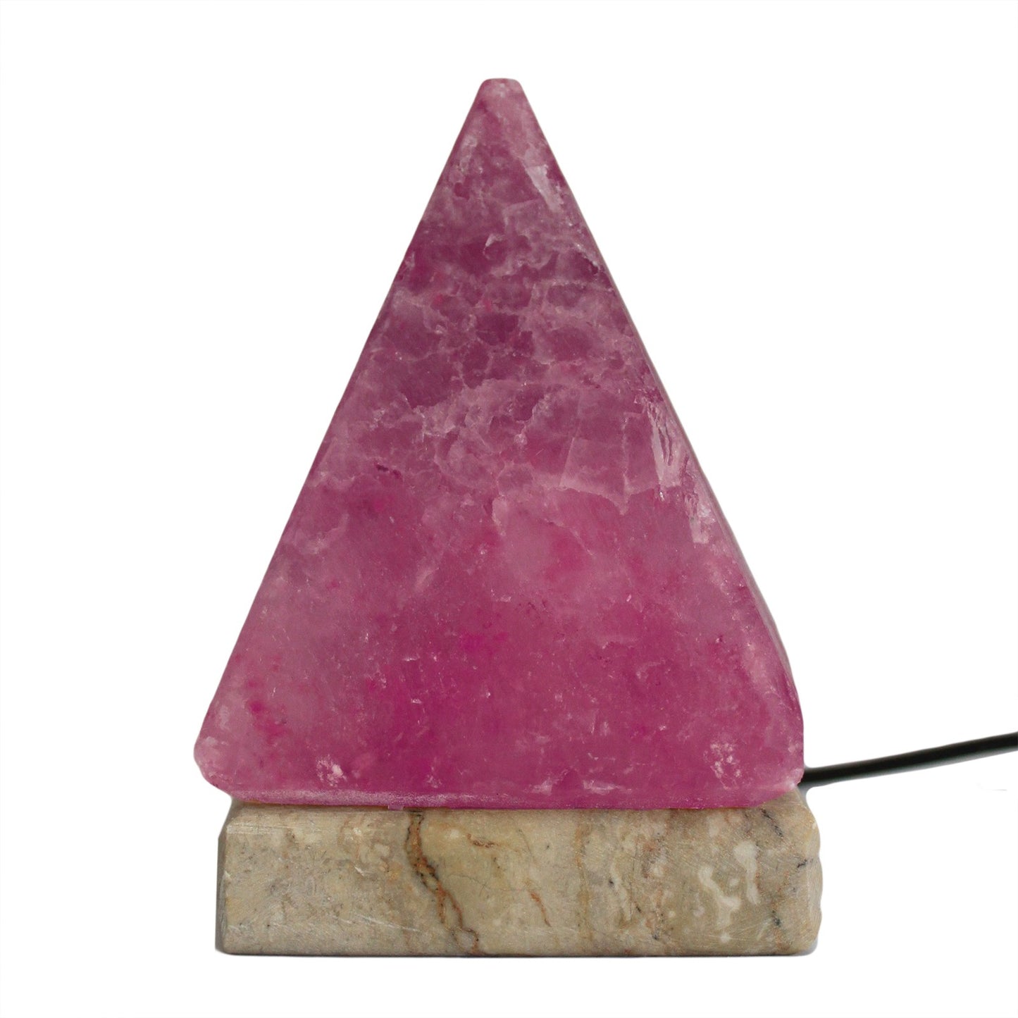 Pyramid Salt Lamp USB With Marble Base, 9cm Multi - UK Free Delivery