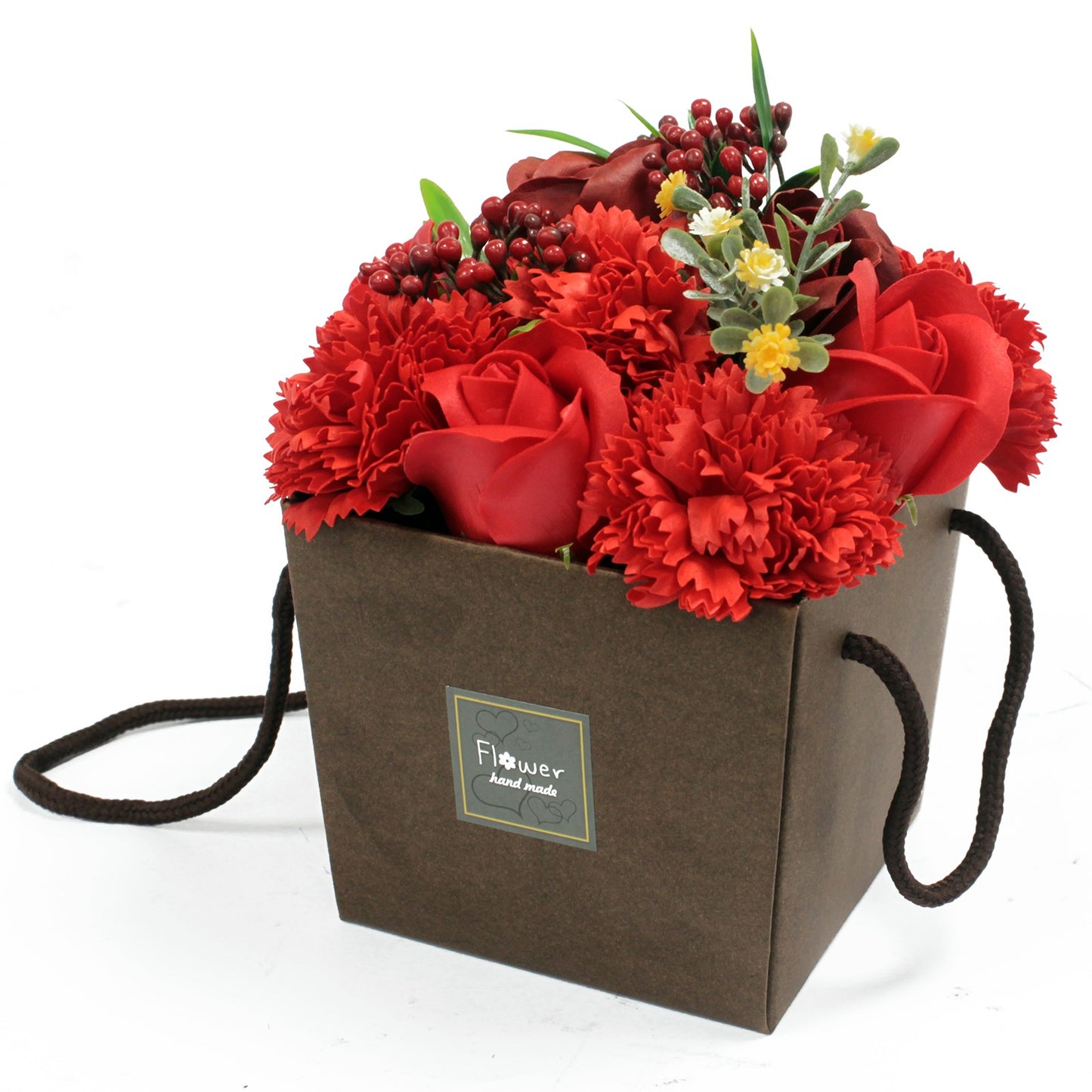 Red Rose and Carnation Soap Flower Bouquet