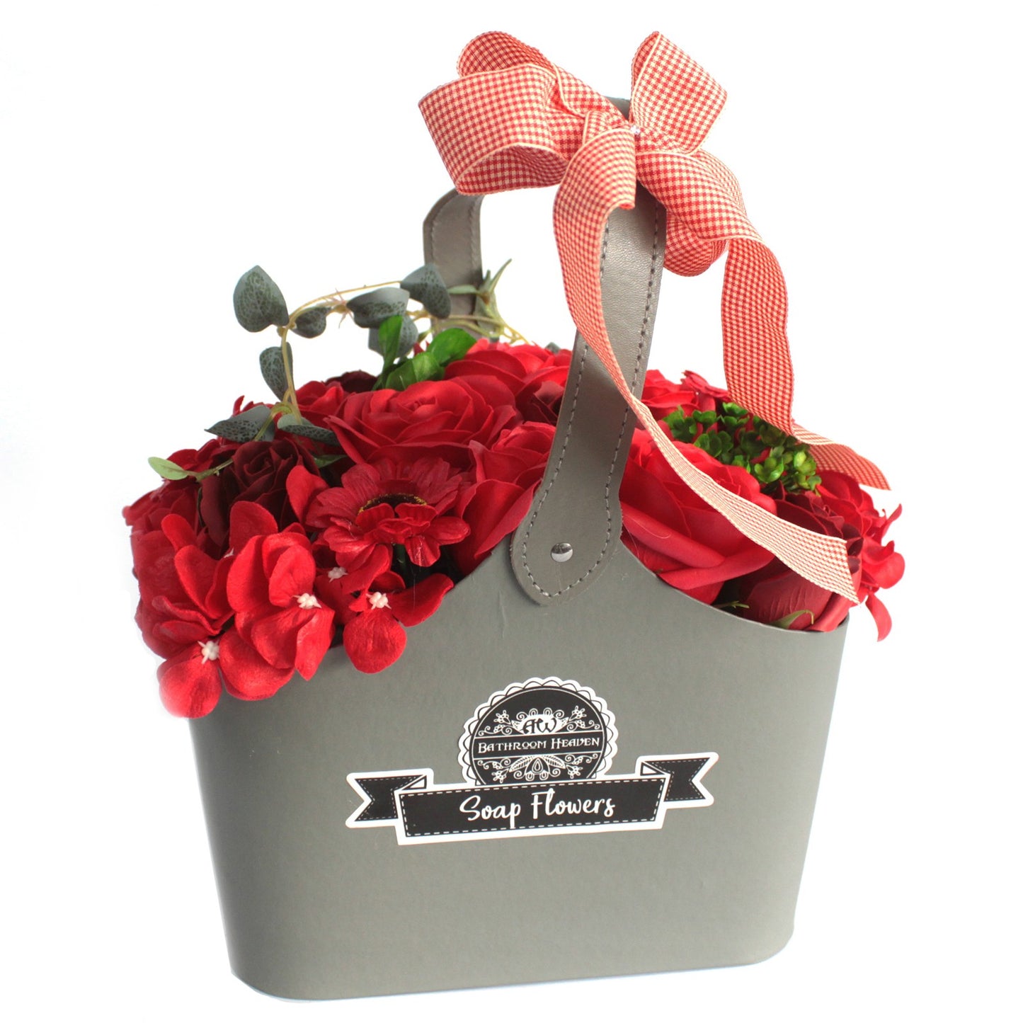 Red Soap Flower Bouquet Basket