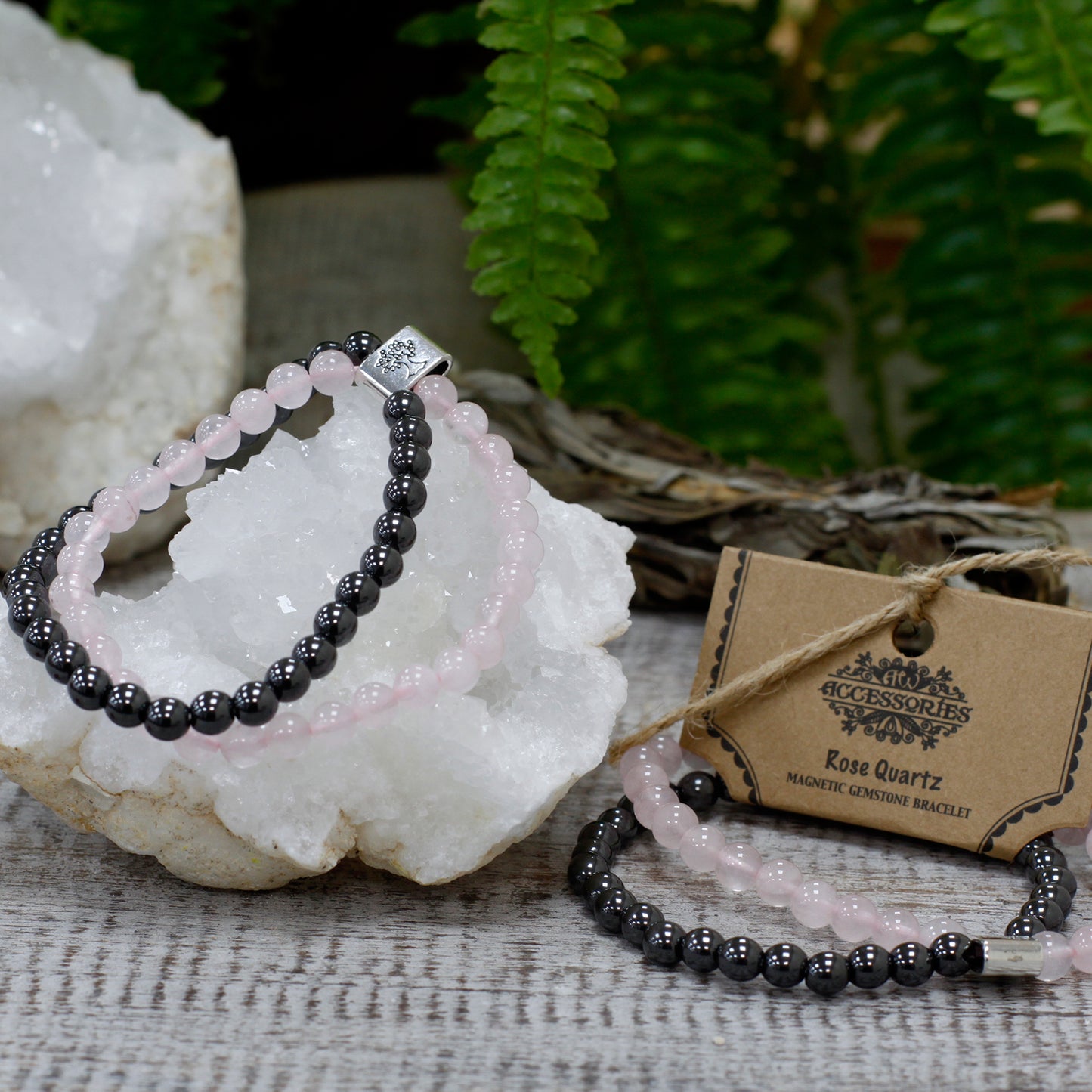 Rose Quartz Magnetic Gemstone Bracelet - UK Free Delivery By Nova Mart