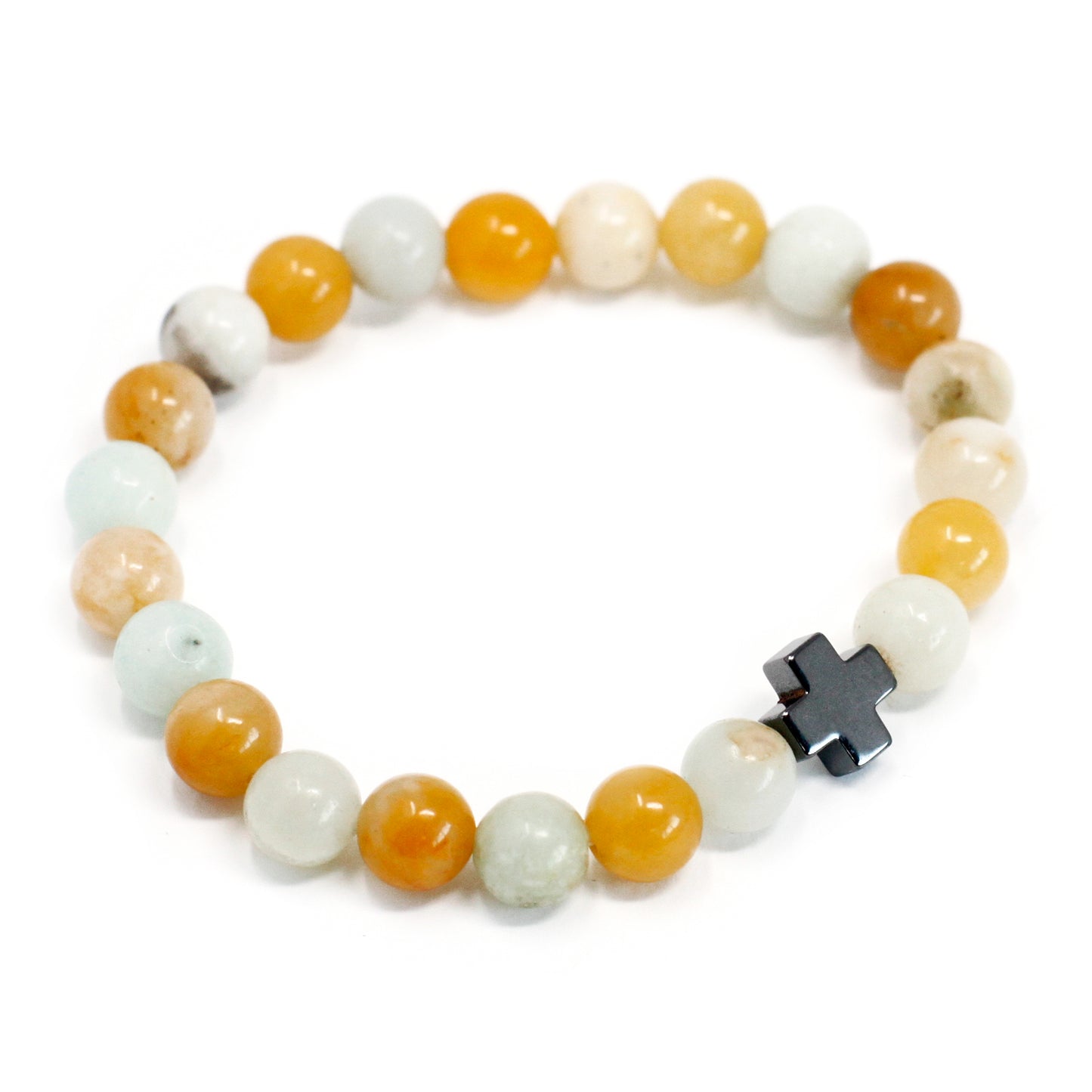 Set Of 2 Amazonite & Yellow Jasper Gemstones Friendship Bracelet