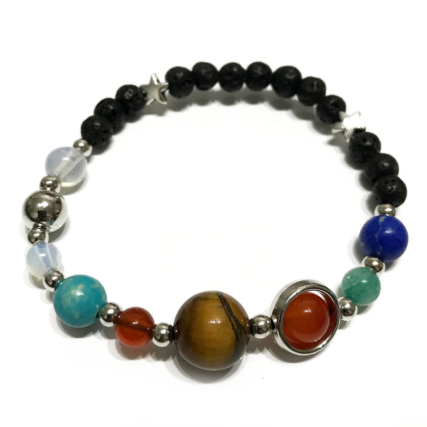 Silver Solar System Lava Stone Bracelet - UK Free Delivery Nova Mart