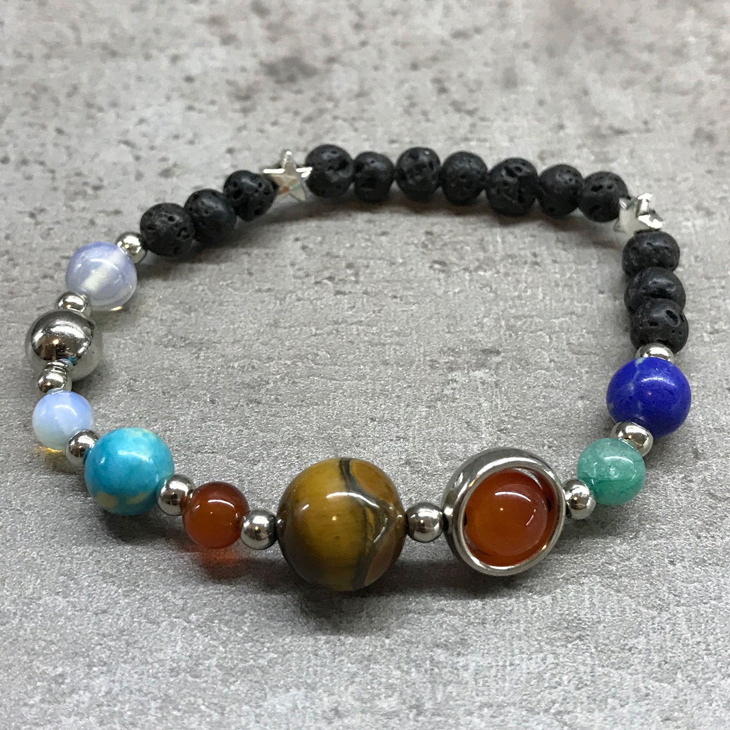 Silver Solar System Lava Stone Bracelet - UK Free Delivery Nova Mart