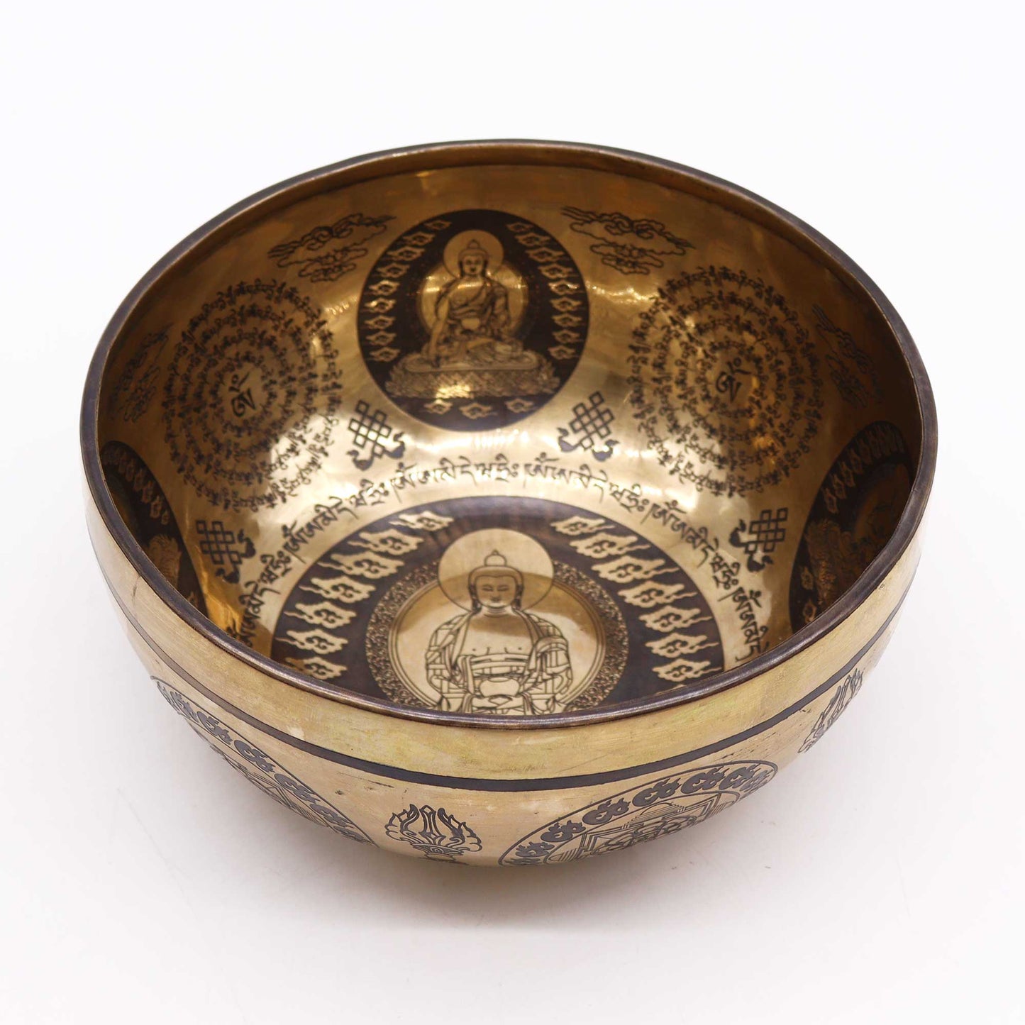 Tibetan Healing Bowl 21cm - 5 Buddhas Engraved | UK Free Delivery