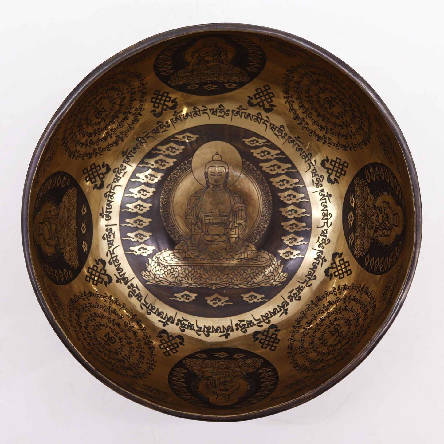 Tibetan Healing Bowl 21cm - 5 Buddhas Engraved | UK Free Delivery
