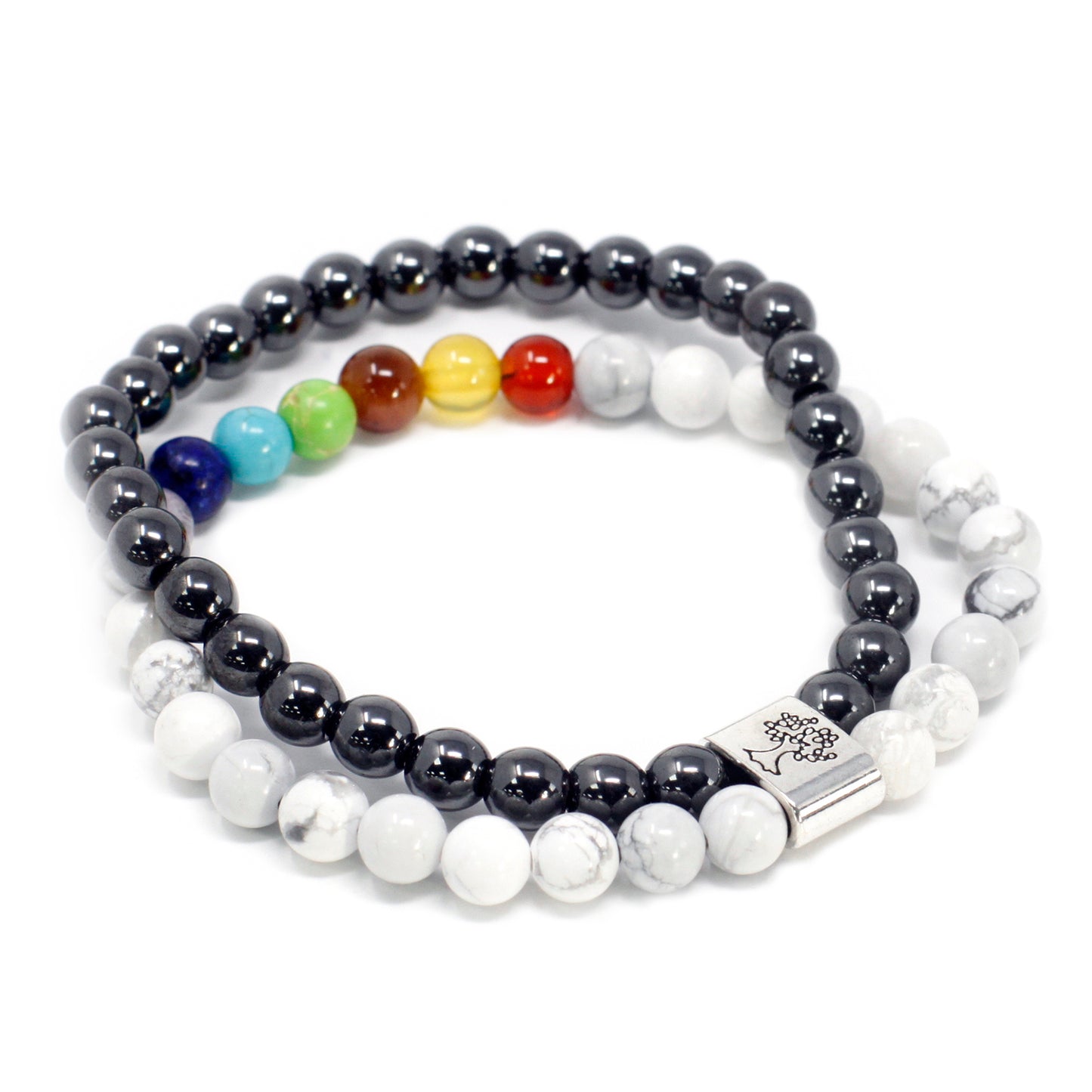 White Howlite Chakra Magnetic Gemstone Bracelet