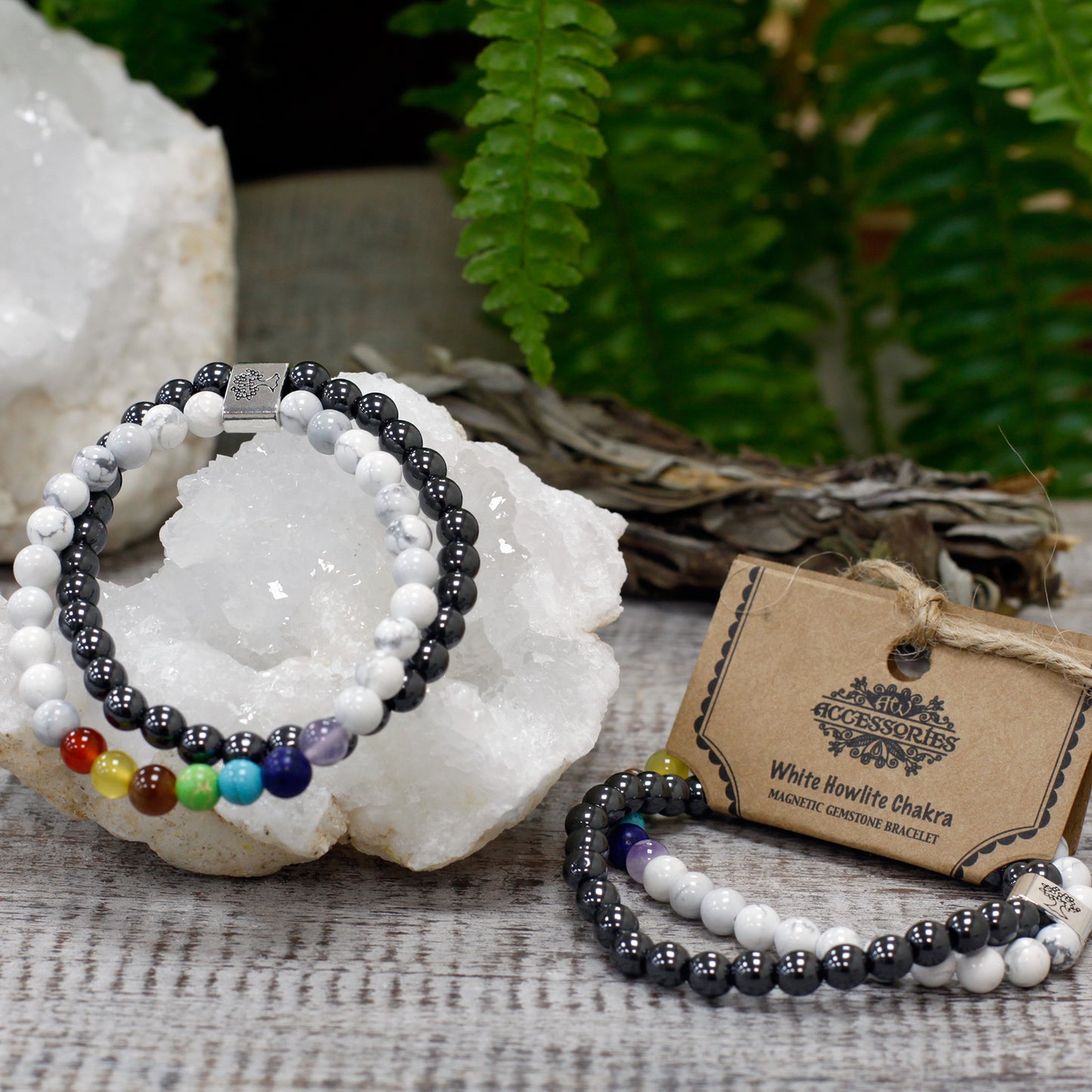 White Howlite Chakra Magnetic Gemstone Bracelet
