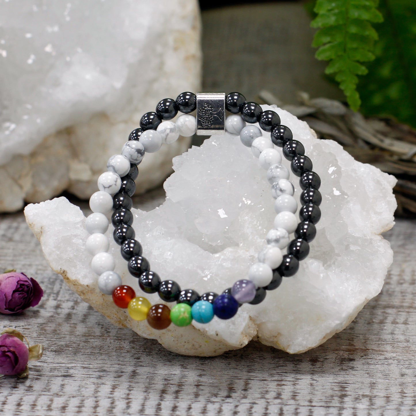 White Howlite Chakra Magnetic Gemstone Bracelet