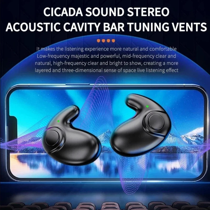 Wireless Bluetooth Earbuds Invisible Sleep Earphones Noise Canceling TWS