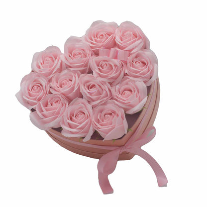 13 Pink Roses Soap Flower Bouquet Gift For Bath & Decoration