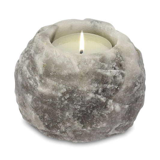 Himalayan Crystal Rock Grey Salt Candle Holder - UK Free Delivery