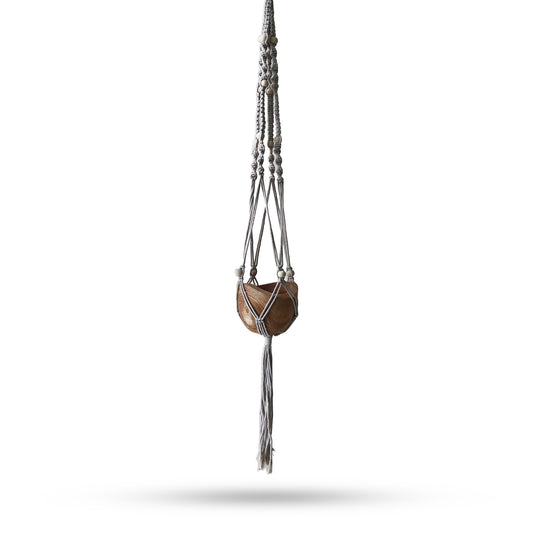 Beige Macrame Beaded Pot Holder – 1 Meter Hanging Planter