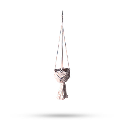 Beige Macrame Decorative Pot Holder – Boho Plant Hanger