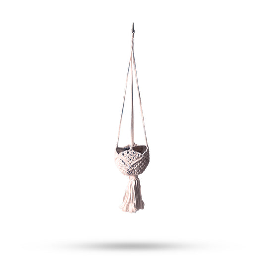 Beige Macrame Decorative Pot Holder – Boho Plant Hanger