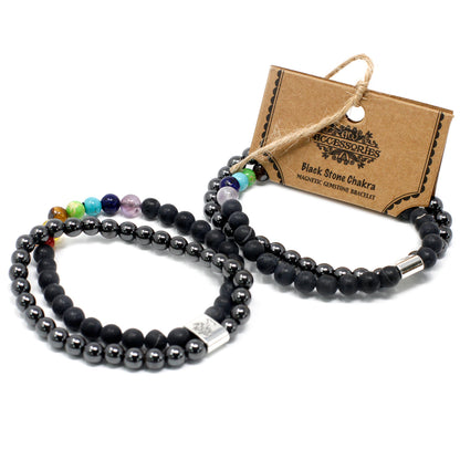 Black Stone Chakra  Magnetic Gemstone Bracelet 