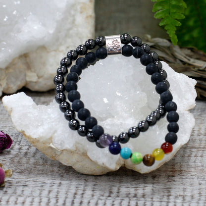 Black Stone Chakra  Magnetic Gemstone Bracelet 