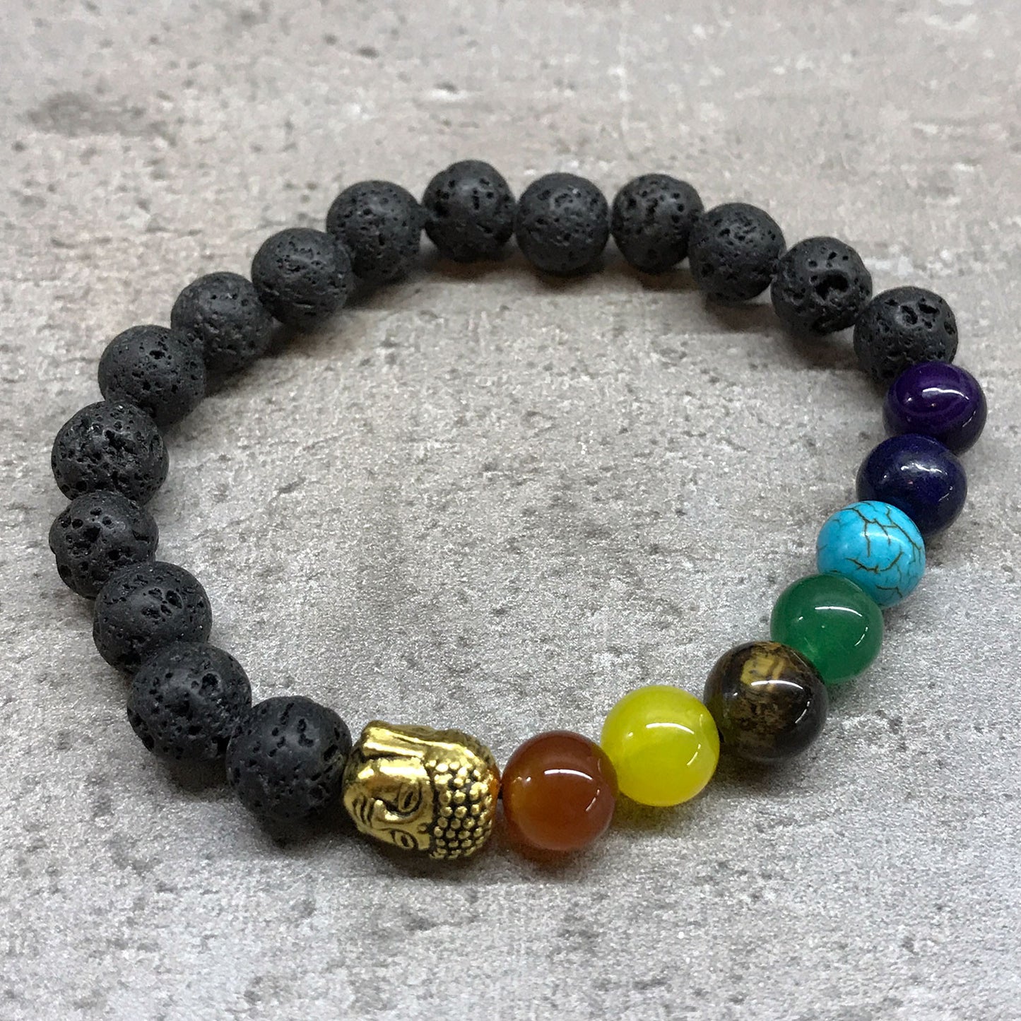 Buddha Chakra Lava Stone Bracelet