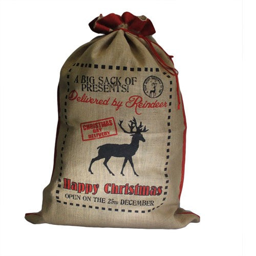 Delivered By Reindeer Christmas Sack - Perfect for Storing Xmas Gifts