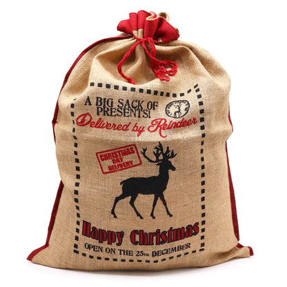 Delivered By Reindeer Christmas Sack - Perfect for Storing Xmas Gifts