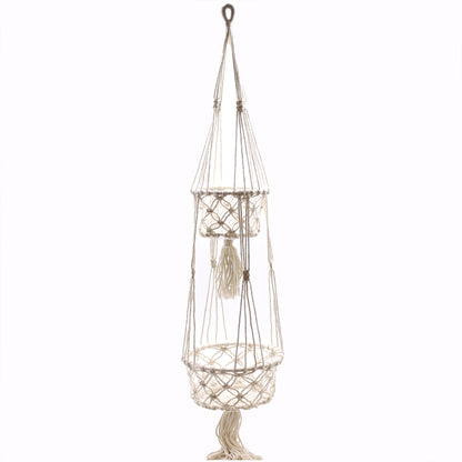 Double Macrame Pot Holder - Stylish Hanging Plant Holder for Home